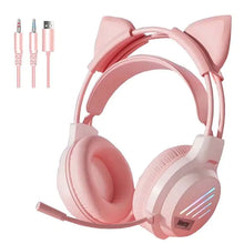 Load image into Gallery viewer, RGB Light Gamer Headset Cat Ear Gaming Headphones
