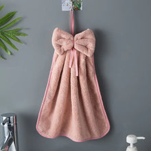 Load image into Gallery viewer, Coral Velvet Bowknot Hand Towels Set
