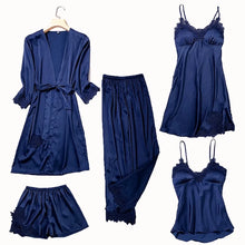 Load image into Gallery viewer, Satin Lace 5 Pieces Pajamas Set
