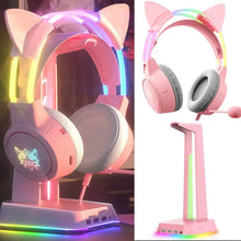 Load image into Gallery viewer, RGB Light Gamer Headset Cat Ear Gaming Headphones
