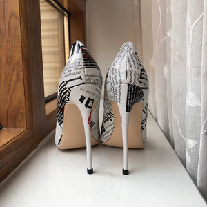 Pointy Toe Graphic Print High Heel Shoes