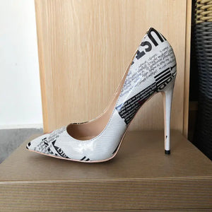 Pointy Toe Graphic Print High Heel Shoes