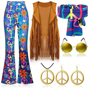 Halloween Hippie Disco 60s 70s Cosplay Costume for Women