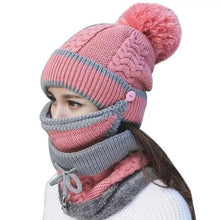 Load image into Gallery viewer, Pompom Beanie Hat Neck Warmer Set of 3
