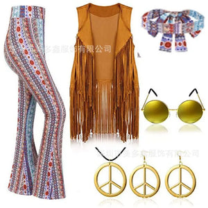 Halloween Hippie Disco 60s 70s Cosplay Costume for Women