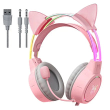 Load image into Gallery viewer, RGB Light Gamer Headset Cat Ear Gaming Headphones
