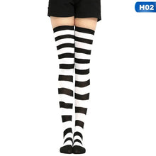 Load image into Gallery viewer, Halloween Cotton Striped Thigh High Socks
