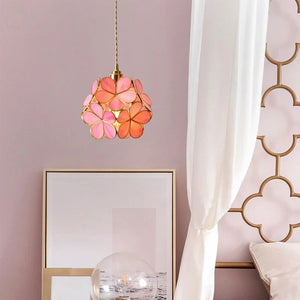 LED Flower Stained Hanging Light Fixture