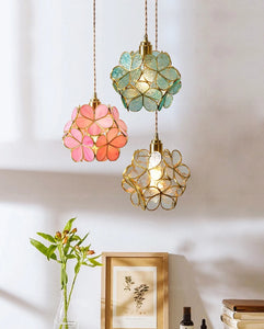 LED Flower Stained Hanging Light Fixture