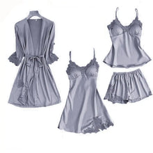 Load image into Gallery viewer, Satin Lace 5 Pieces Pajamas Set
