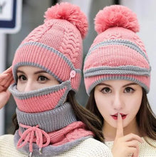 Load image into Gallery viewer, Pompom Beanie Hat Neck Warmer Set of 3
