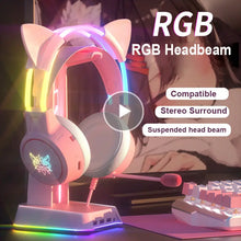 Load image into Gallery viewer, RGB Light Gamer Headset Cat Ear Gaming Headphones
