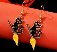 Load image into Gallery viewer, Halloween Bat Drop Earrings
