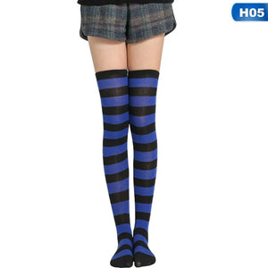 Halloween Cotton Striped Thigh High Socks