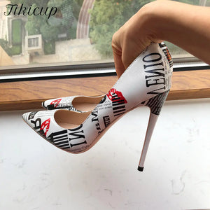 Pointy Toe Graphic Print High Heel Shoes