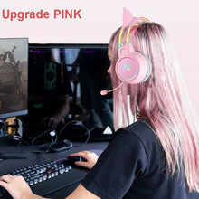 Load image into Gallery viewer, RGB Light Gamer Headset Cat Ear Gaming Headphones
