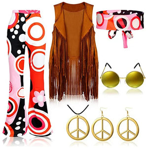 Halloween Hippie Disco 60s 70s Cosplay Costume for Women