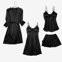 Load image into Gallery viewer, Satin Lace 5 Pieces Pajamas Set
