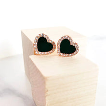 Load image into Gallery viewer, Onyx Heart Earrings
