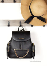 Load image into Gallery viewer, Michael Kors Medium Black Chain Backpack
