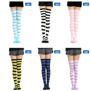 Halloween Cotton Striped Thigh High Socks