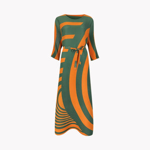 Pumpkin Swirl Pleated Dress