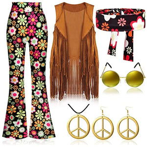 Halloween Hippie Disco 60s 70s Cosplay Costume for Women