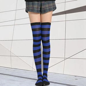 Halloween Cotton Striped Thigh High Socks