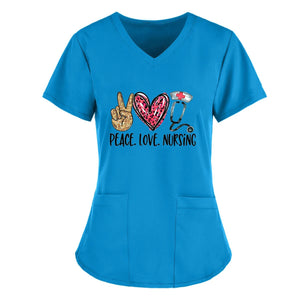 Cartoon Printed Nurse Uniform Scrubs Costume