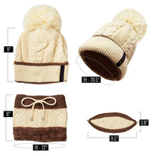 Load image into Gallery viewer, Pompom Beanie Hat Neck Warmer Set of 3
