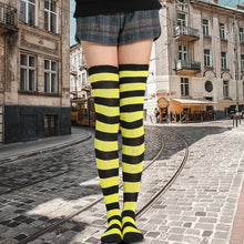 Load image into Gallery viewer, Halloween Cotton Striped Thigh High Socks
