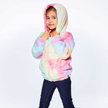 Load image into Gallery viewer, Little Girl&#39;s Hooded Rainbow Plush Jacket
