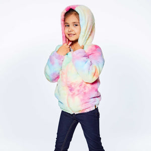 Little Girl's Hooded Rainbow Plush Jacket