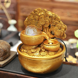 Feng Shui Gold Money Tree Water Fountain