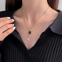 Load image into Gallery viewer, Black Gem Square Necklace
