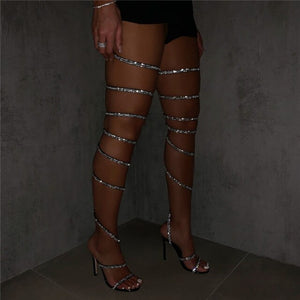 Rhinestone Strap Gladiator High Heels