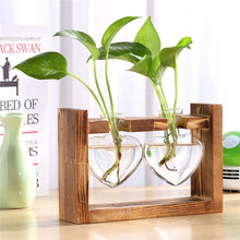 Load image into Gallery viewer, Glass and Wood  Planter Table Desktop Vase
