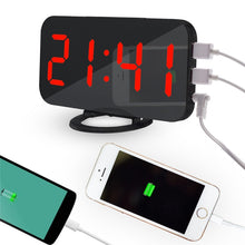 Load image into Gallery viewer, Digital LED Display Alarm Clock with 2 USB Output Ports
