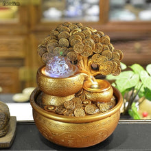 Load image into Gallery viewer, Feng Shui Gold Money Tree Water Fountain
