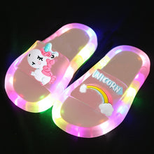 Load image into Gallery viewer, Children‘s Cartoon Animals Prints Light up Slippers
