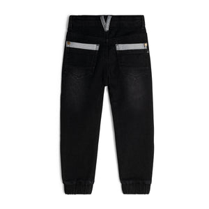 Little Boy's Black Denim Jogger Pants