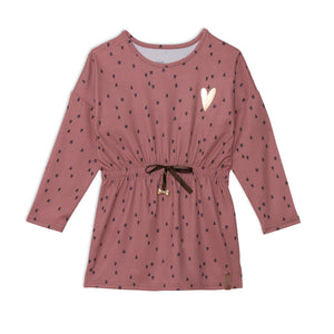 Little Girl's Printed Paws And Hearts Long Sleeve Tunic