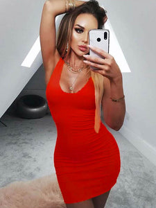 Low Neck Mini Bodycon Dress