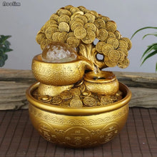 Load image into Gallery viewer, Feng Shui Gold Money Tree Water Fountain
