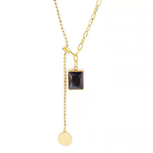 Load image into Gallery viewer, Black Gem Square Necklace
