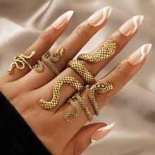 Load image into Gallery viewer, 4 Pcs/Set Texture Snake Ring
