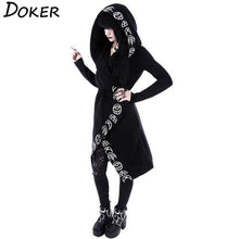 Load image into Gallery viewer, Gothic Punk Black Long Women Hoodies
