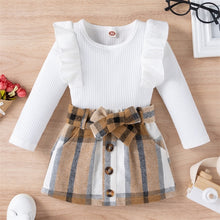 Load image into Gallery viewer, Little Girl&#39;s Knitted Ribbed Long Sleeve Skirt Set
