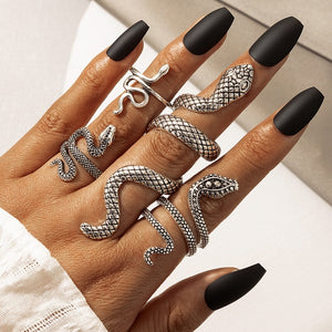 4 Pcs/Set Texture Snake Ring