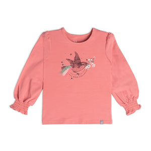 Little Girl's Long Sleeve Ruffle Cuff Top Shirt